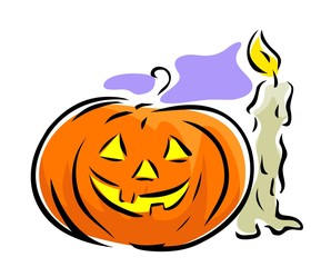 Halloween pumpkin and candle