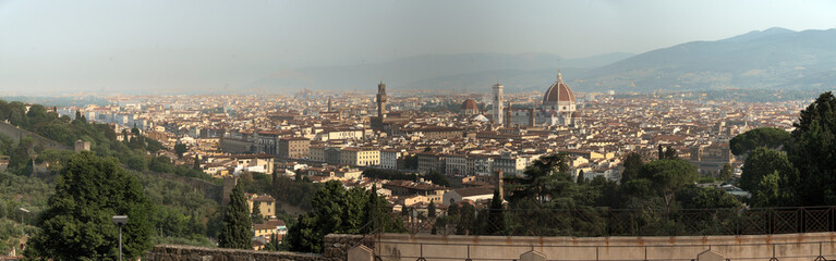 Panoramic view of Florence skyline showing the cathedral and old palace