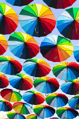 Colorful umbrellas background. The sky of colorful umbrellas