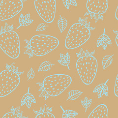 outline strawberry fruit seamless pattern