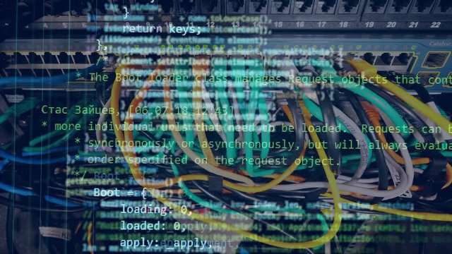Code moving on a computer screen.