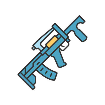 Groza weapon color icon. Virtual video game firearm, gun. Shooter game rifle, blaster. Kids toy. Cybersport, esport sniper military inventory, equipment. Isolated vector illustration