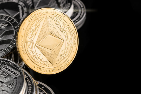 etherum classic, isolated on a black background.