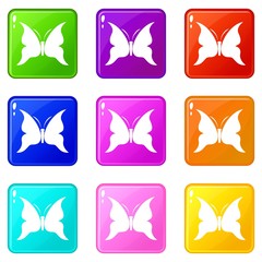 Big butterfly icons set 9 color collection isolated on white for any design