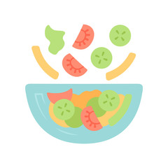 Salad bowl flat design long shadow color icon