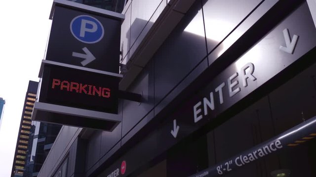 Exterior parking garage in large city 4k