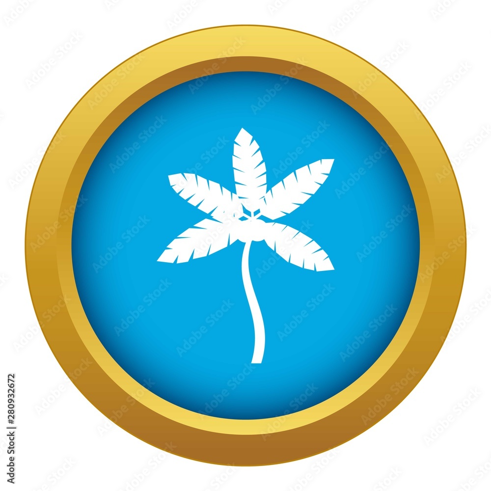 Poster palm tree with coconuts icon blue vector isolated on white background for any design