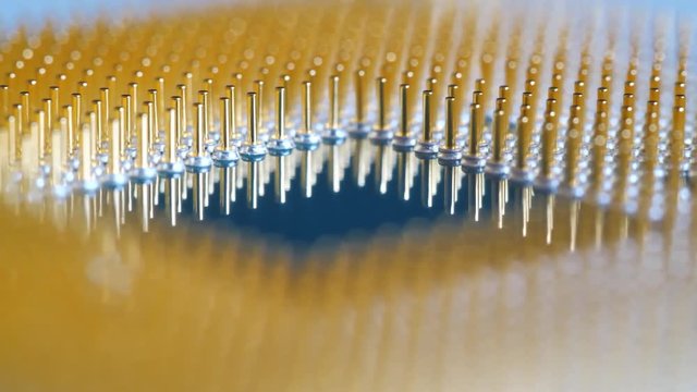 Central Processing Unit, CPU. Close-up of microcircuit chip with electronic components