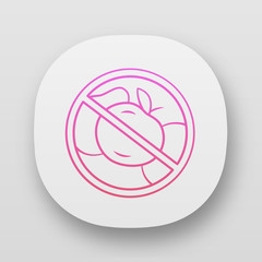No fruit prohibition app icon. High fiber, vitamin containing product. UI/UX user interface. Fructose and glucose free dietary food. Web or mobile application. Keto diet vector isolated illustration