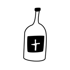 Halloween icons: thin monochrome icon set, black and white kit. Creepy and funny jack face, bat, lettering.