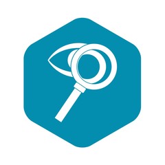 Magnifying glass with eye icon. Simple illustration of magnifying glass with eye vector icon for web