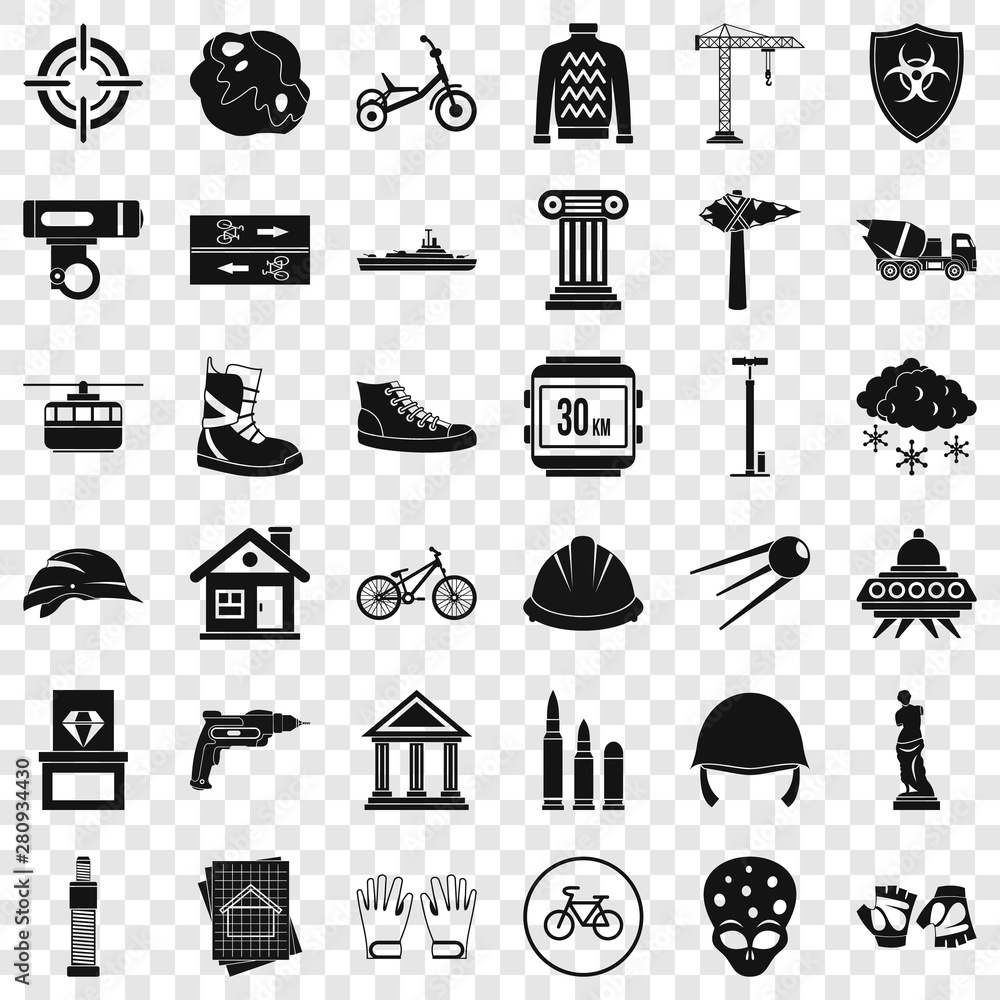 Poster alien icons set. simple style of 36 alien vector icons for web for any design