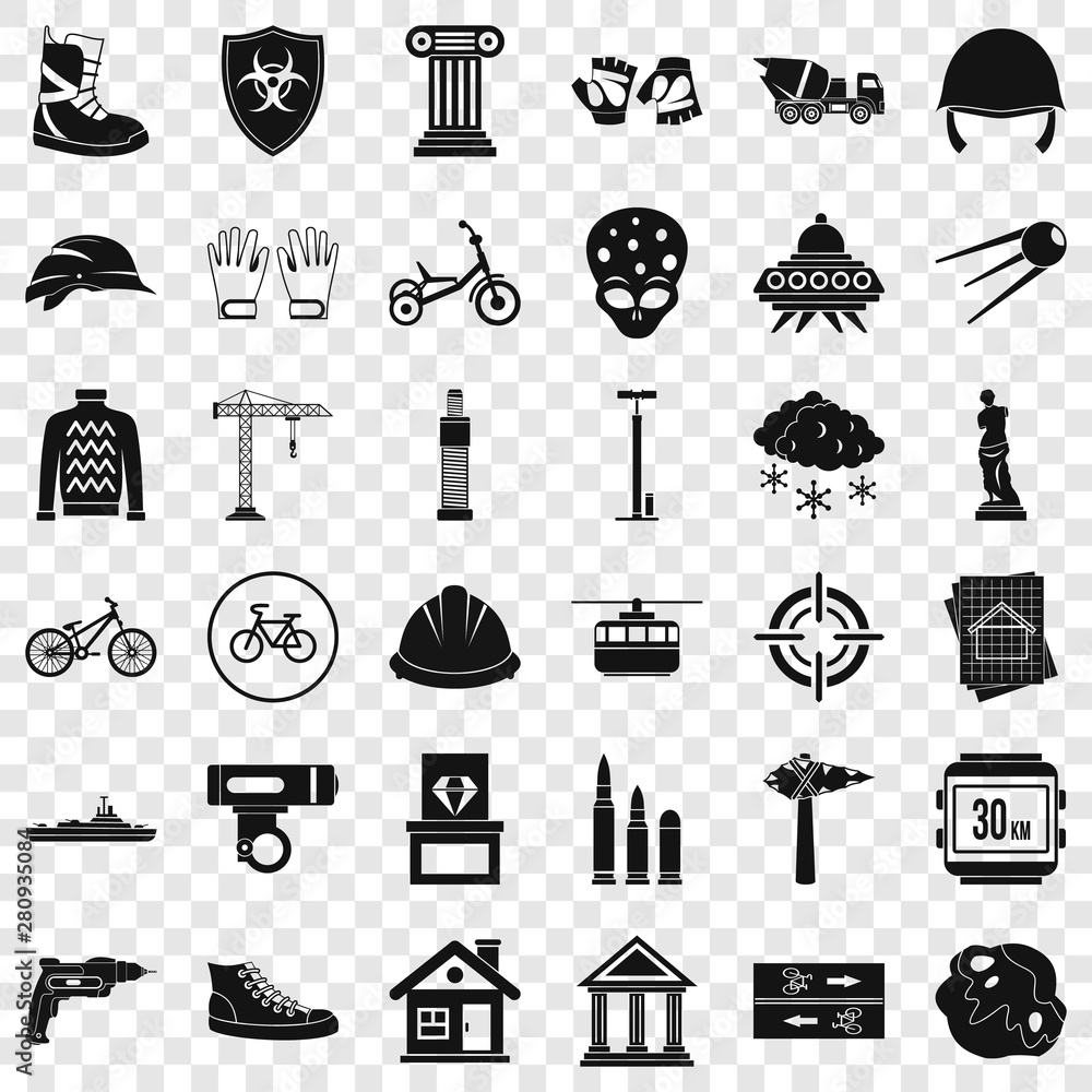 Poster stone icons set. simple style of 36 stone vector icons for web for any design