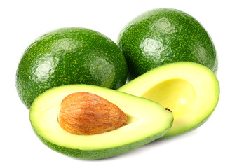 fresh avocado with slices isolated a on white background