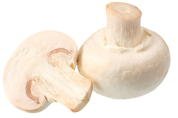 mushrooms with slices isolated on white background