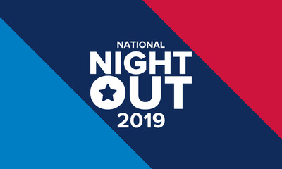 National Night Out. Community-police awareness-raising campaign in the United States. Celebrated annual in August. Partnership event. Poster, greeting card, banner and background. Vector illustration