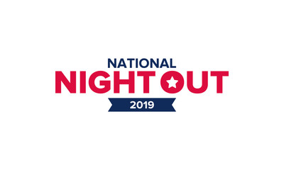 National Night Out. Community-police awareness-raising campaign in the United States. Celebrated annual in August. Partnership event. Poster, greeting card, banner and background. Vector illustration