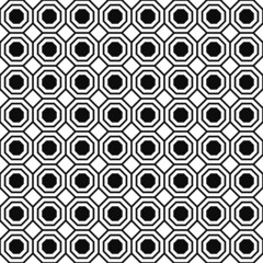 Seamless black and white ornate octagons pattern vector