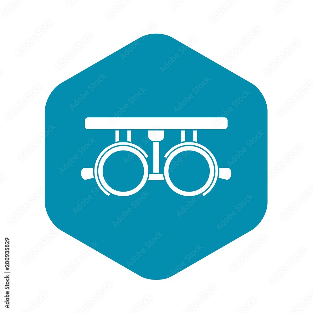Poster trial frame for checking patient vision icon. simple illustration of trial frame for checking patien
