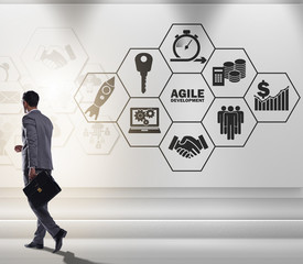 Businessman in agile software development concept