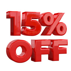 15% off on white background, special offer, great offer, sale. fifteen Percent Off Promotional Advertising Banner, Label and Tag