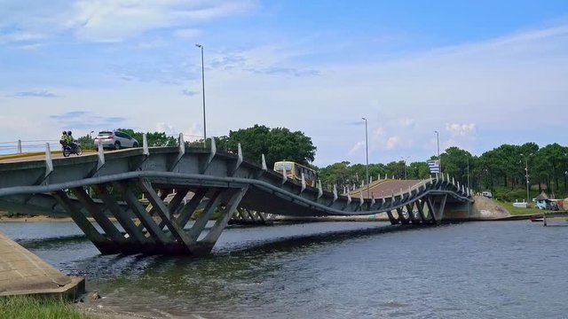 Punta del Este, Uruguay, Cars crossing the river Arroyo Maldonado