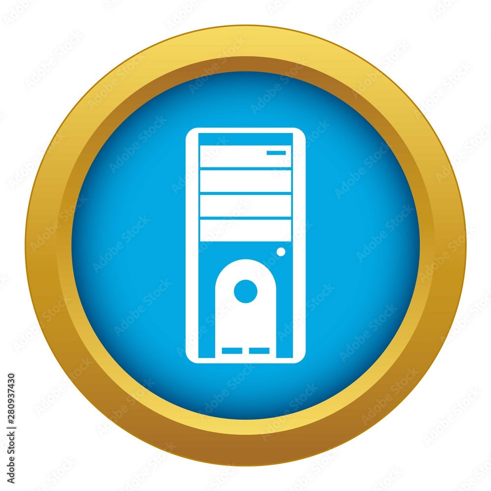 Poster computer system unit icon blue vector isolated on white background for any design