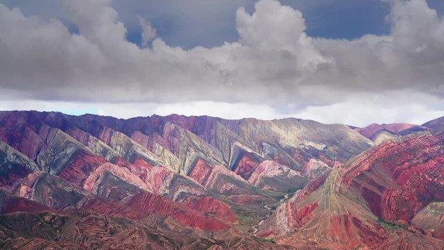 Timelapse View on the famous Hornocal o Cerro De 14 Colores