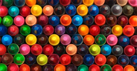 Zelfklevend Fotobehang Collection of colorful crayons mixed together © Leigh Prather