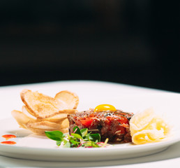 Tartar dish in the restaurant