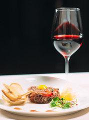 Tartar dish in the restaurant