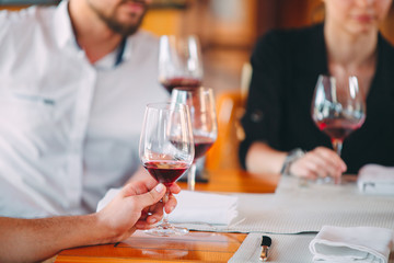 Close-up Of Friends Toasting Wineglasses At Party