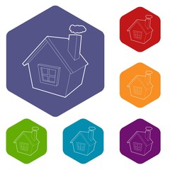 Obraz premium House icon. Outline illustration of house vector icon for web