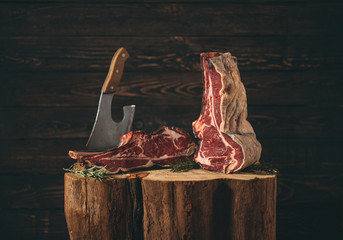 Dry Aged Raw Rib of Beef. Beef steak.