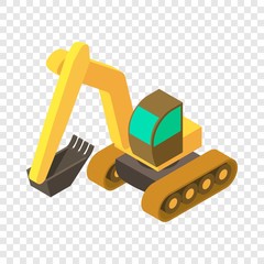 Excavator icon. Isometric illustration of excavator vector icon for web