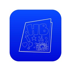 Postcard icon blue vector isolated on white background