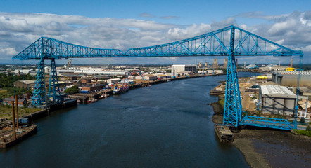 The Tees Transporter Bridge that crosses the River Tees between Middlesbrough and Stockton