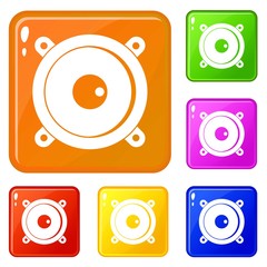 Audio speaker icons set collection vector 6 color isolated on white background