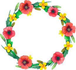 Colorful wreath made of  wild flowers