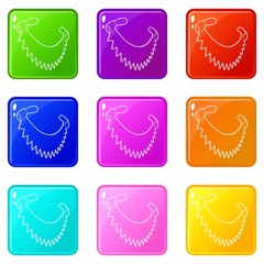 Saw with two handles icons set 9 color collection isolated on white for any design