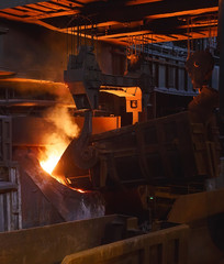 smelting of the metal in the foundry