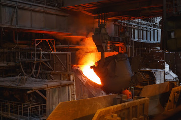 smelting of the metal in the foundry