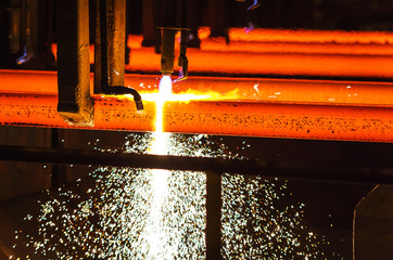 Steel Billets at Torch Cutting