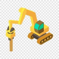 Excavator hammer icon. Isometric illustration of excavator hammer vector icon for web
