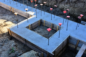 Concrete footings in place ready for next step in construction process.