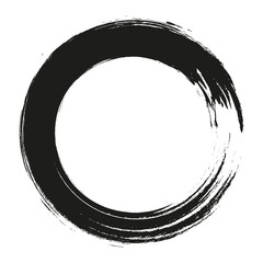 vector brush strokes circles of paint on white background. Ink hand drawn paint brush circle. Logo, label design element vector illustration. Black abstract circle. Frame.