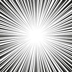 Obraz premium Graphic Explosion with Speed Lines. Comic Book Design Element. Retro comic style background with sun rays. Vector Illustration.