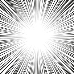 Fototapeta premium Graphic Explosion with Speed Lines. Comic Book Design Element. Retro comic style background with sun rays. Vector Illustration.