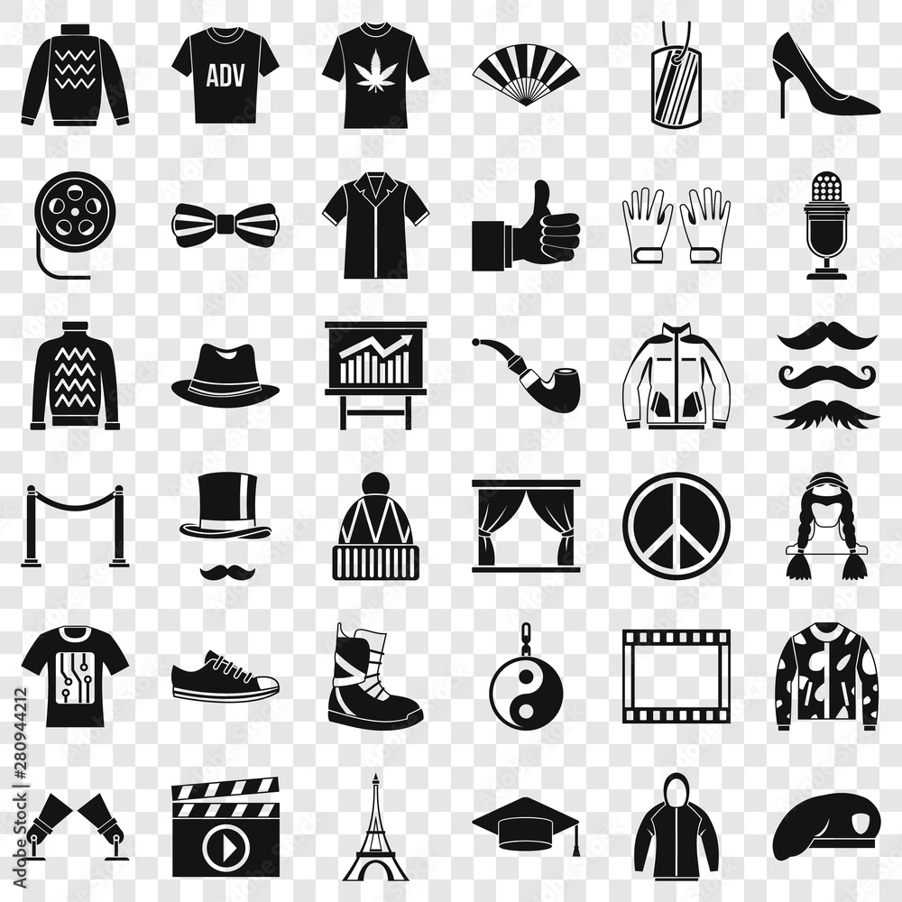 Poster image icons set. simple style of 36 image vector icons for web for any design