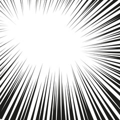 Graphic Explosion with Speed Lines. Comic Book Design Element. Retro comic style background with sun rays. Vector Illustration.